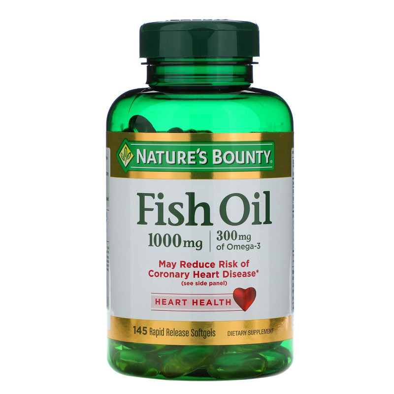 Nature's Bounty, Рыбий жир, 1000 мг, 145 гелевых капсул быстрого высвобождения