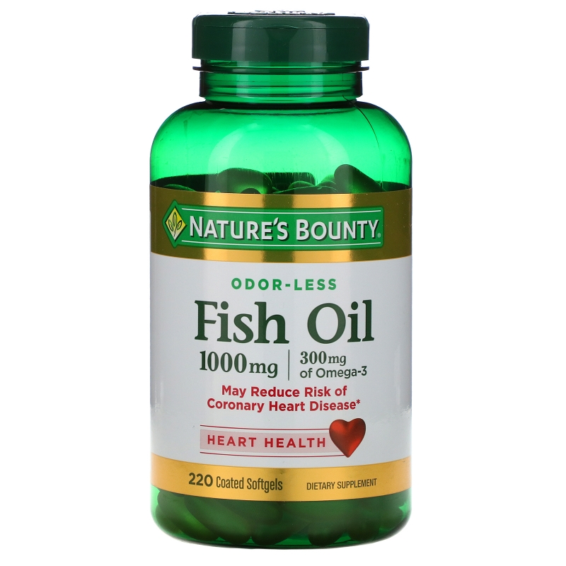 Nature's Bounty, Рыбий жир, 1000 мг, 220 мягких капсул в оболочке