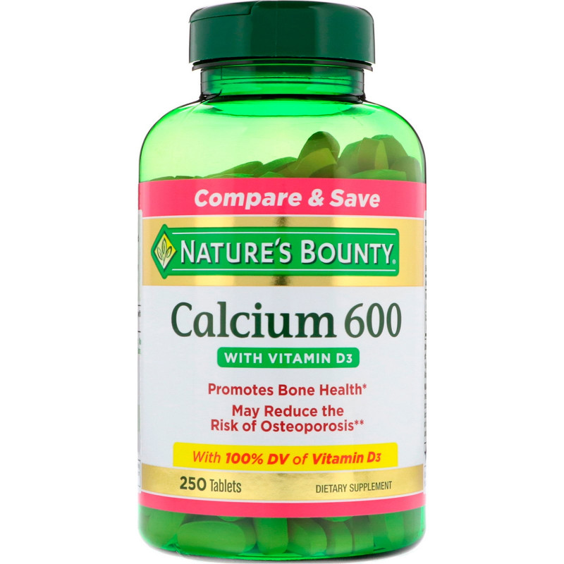 Nature's Bounty, Кальций 600 с витамином D3, 250 таблеток