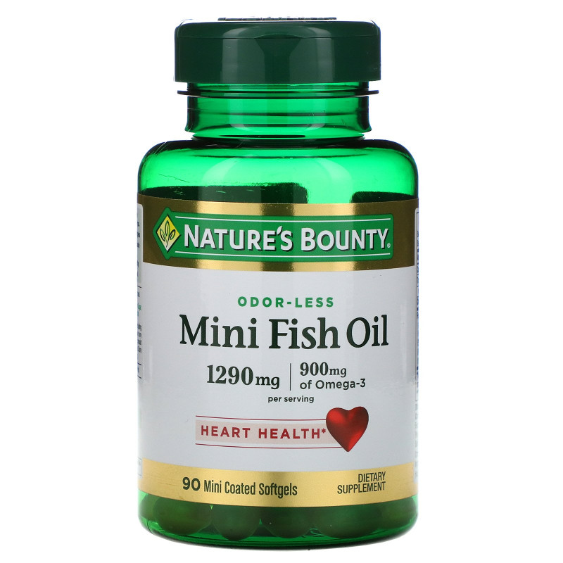Nature's Bounty, Рыбий жир в миникапсулах, 1290 мг, 90 миникапсул с покрытием