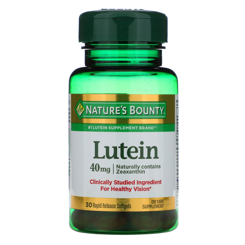 Nature's Bounty, Лютеин, 40 мг, 30 мягких желатиновых капсул с быстрым высвобождением вещества