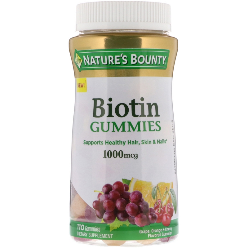 Nature's Bounty, Biotin Gummies, Grape, Orange & Cherry Flavored, 1000 mcg , 110 Gummies