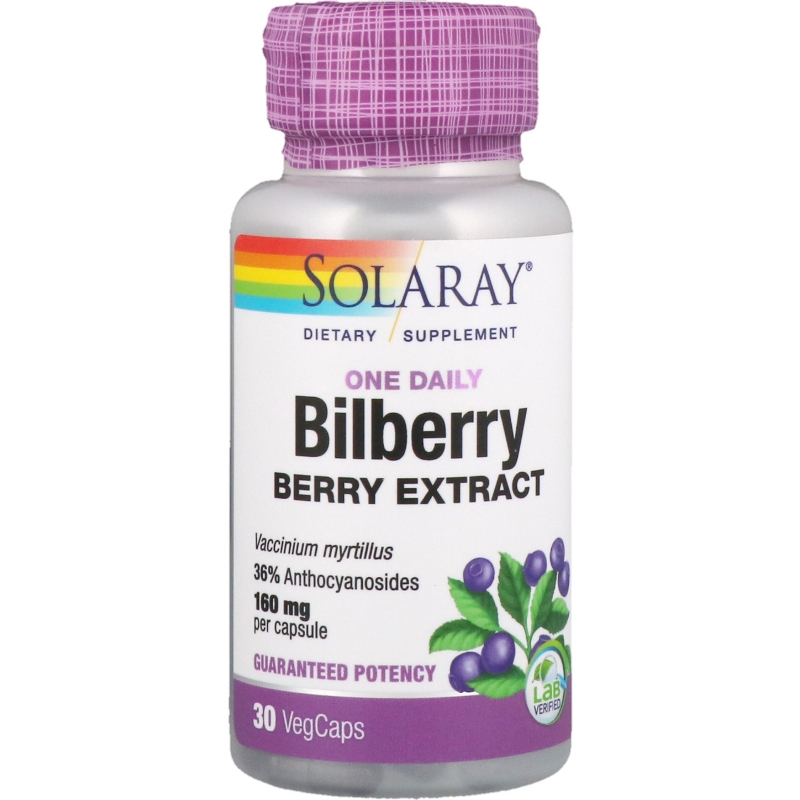 Solaray, Bilberry, One Daily, 30 Easy-To-Swallow Capsules