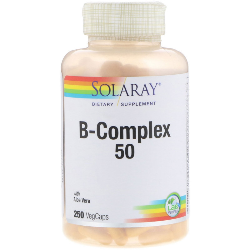 Solaray, Комплекс 50 с витаминами группы B, 250 вегакапсул