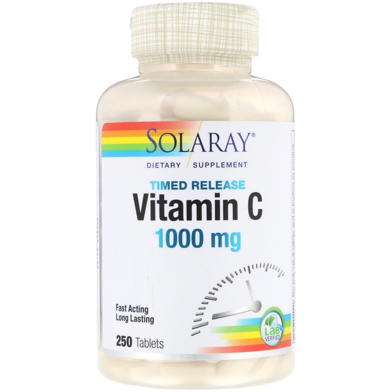 Solaray, Витамин C с медленным высвобождением, 1000 мг, 250 таблеток