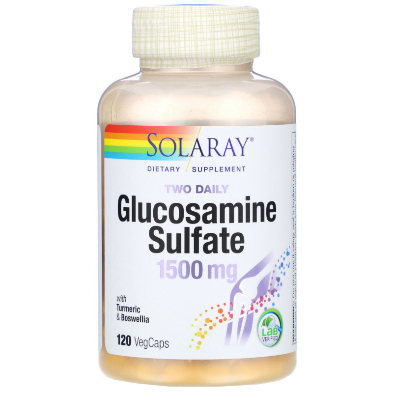 Solaray, Two Daily Glucosamine Sulfate,  1500 mg, 120 VegCaps