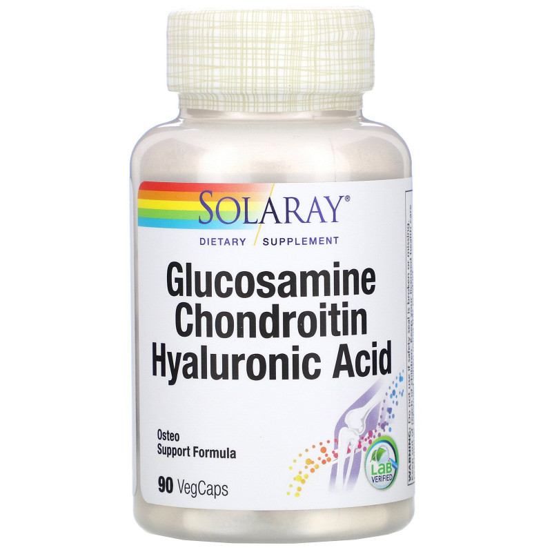 Solaray, Glucosamine Chondroitin Hyaluronic Acid, 1500 mg · 1000 mg · 20 mg, 90 Vegetarian Capsules