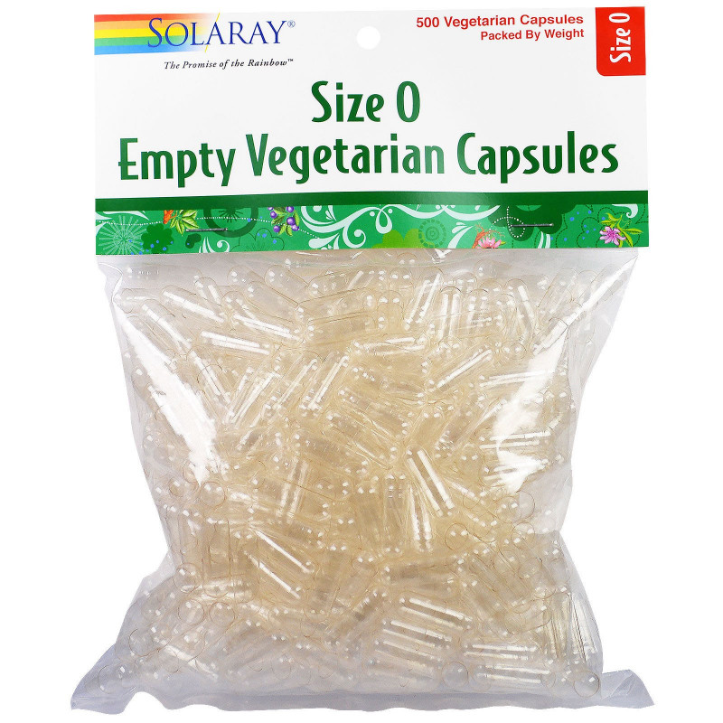 Solaray, Пустые растительные капсулы, размер 0, 500 вегетарианских капсул