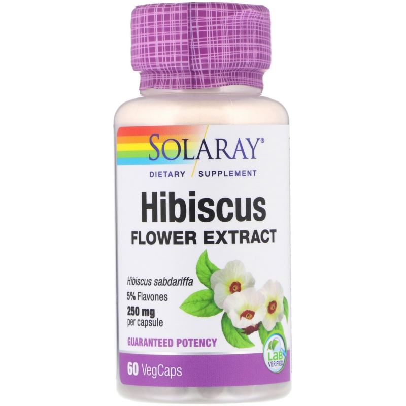 Solaray, Hibiscus Flower Extract, 250 mg, 60 Vegcaps