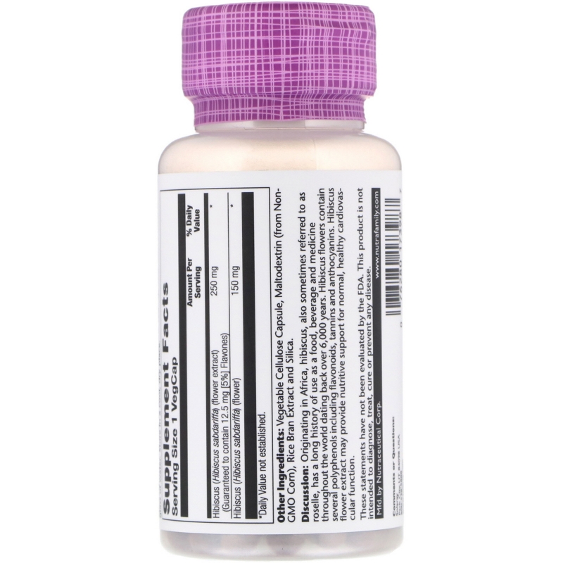 Solaray, Hibiscus Flower Extract, 250 mg, 60 Vegcaps