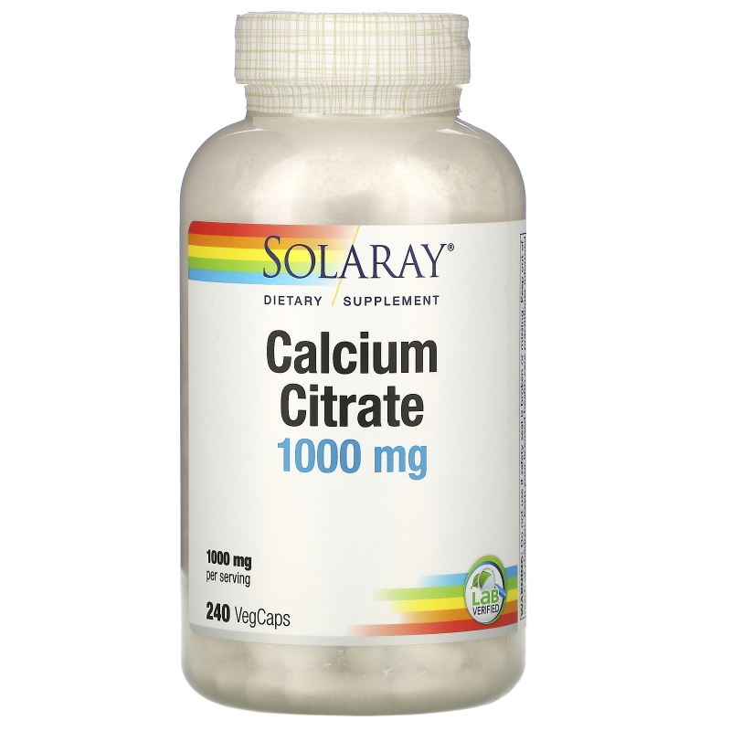 Solaray, Цитрат кальция, 1000 мг, 240 капсул с оболочкой из ингредиентов растительного происхождения