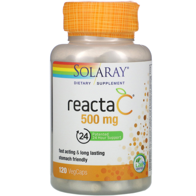 Solaray, Reacta-C, 500 мг, 120 вегетарианских капсул