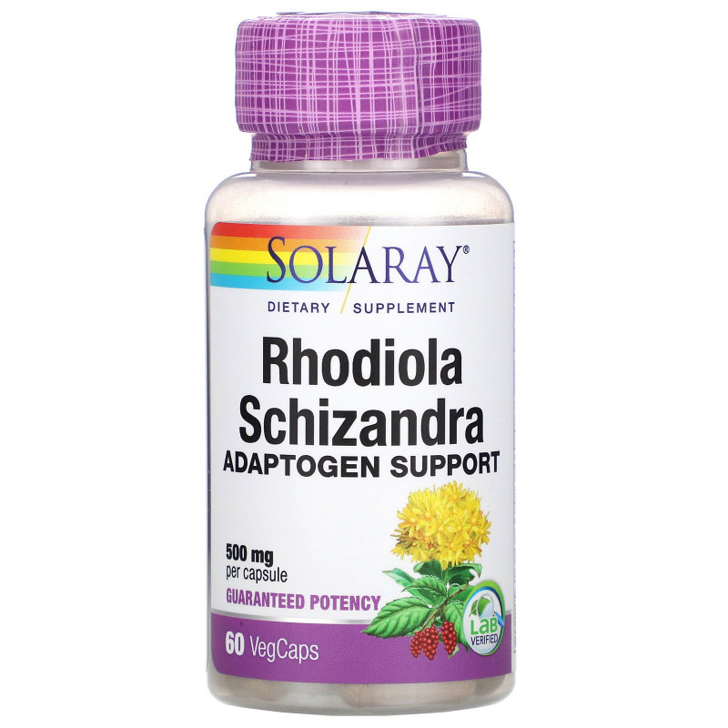 Solaray, Rhodiola & Schizandra Extracts, 500 mg, 60 Vegetarian Capsules