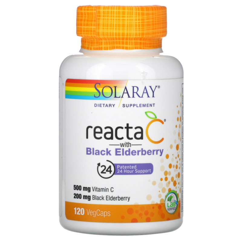 Solaray, Reacta-C + бузина, 120 вегетарианских капсул