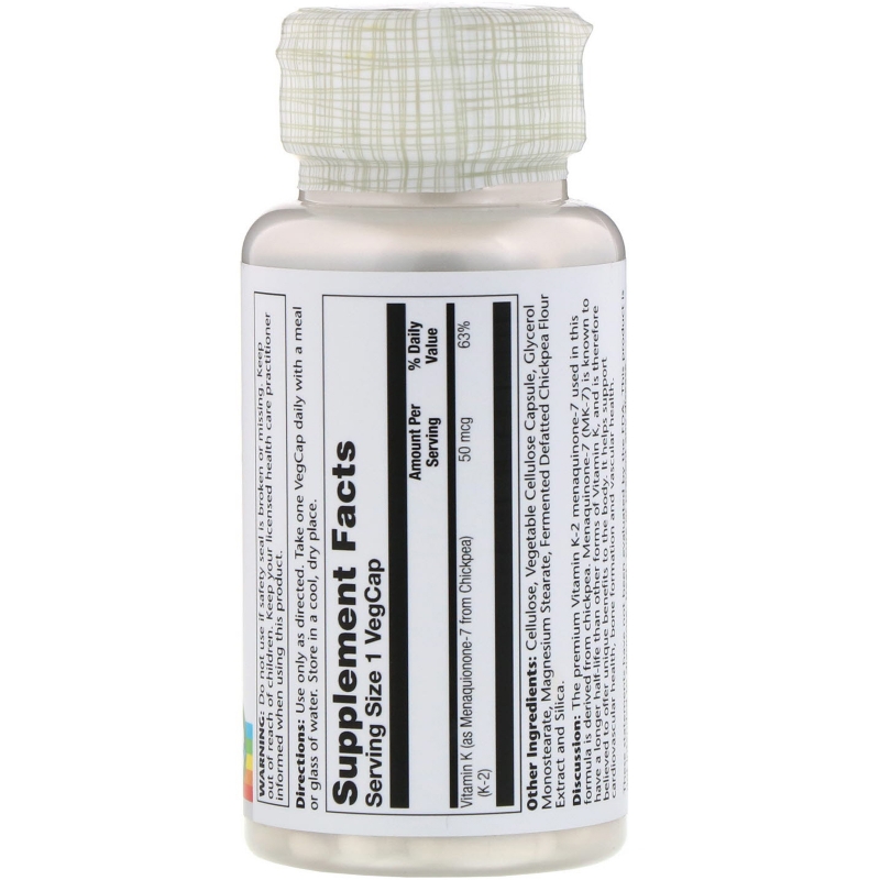 Solaray, Vitamin K-2 Menaquinone-7, 50 mcg, 60 VegCaps
