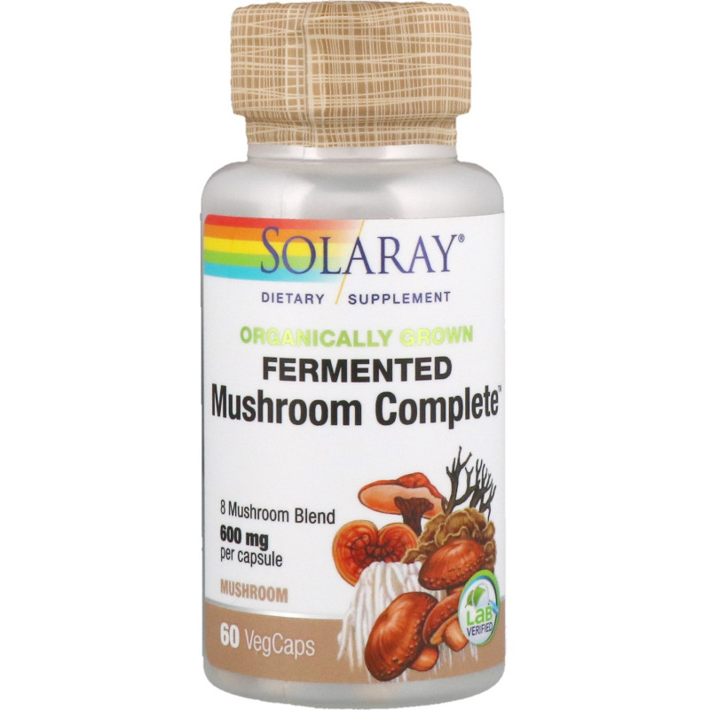 Solaray, Ферментированный комплекс органического происхождения Mushroom Complete, 600 мг, 60 капсул с растительной оболочкой