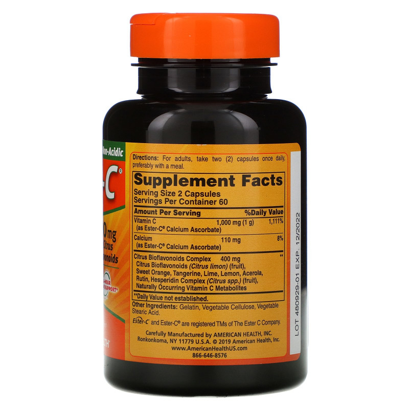 American Health, Ester-C с цитрусовым биофлавоноидом, 500 мг, 120 капсул