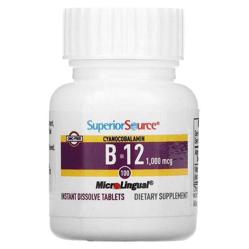 Superior Source, MicroLingual, цианокобаламин B12 1000 мкг, 100 таблеток