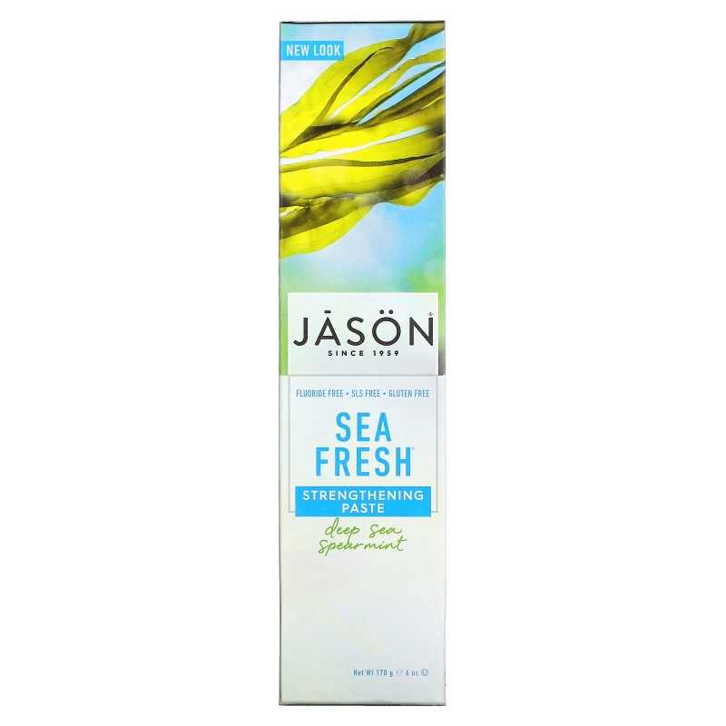 Jason Natural, Sea Fresh, укрепляющая зубы паста, препятствующая образованию налета, глубоководная зеленая мята, 6 унций (170 г)
