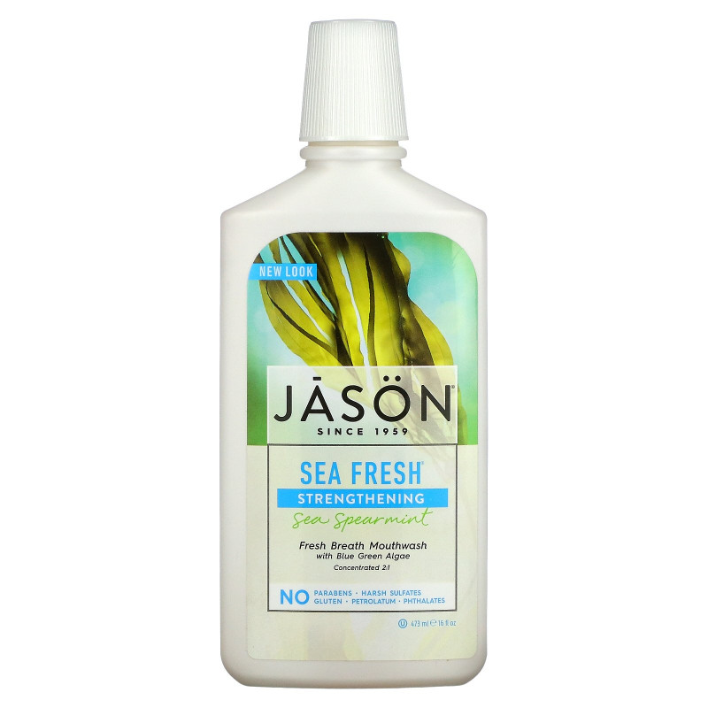 Jason Natural, Морская свежесть, Ополаскиватель для полости рта с ароматом морской свежести и мяты, 16 жидких унций (473 мл)