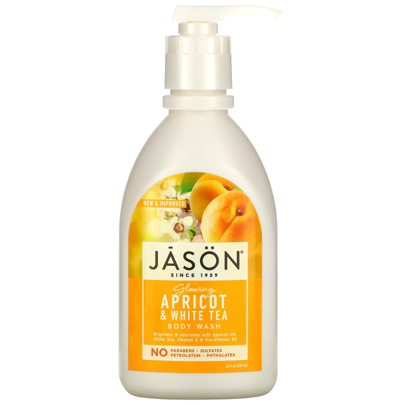 Jason Natural, Средство для мытья тела, яркий абрикос, 30 жидких унций (887 мл)