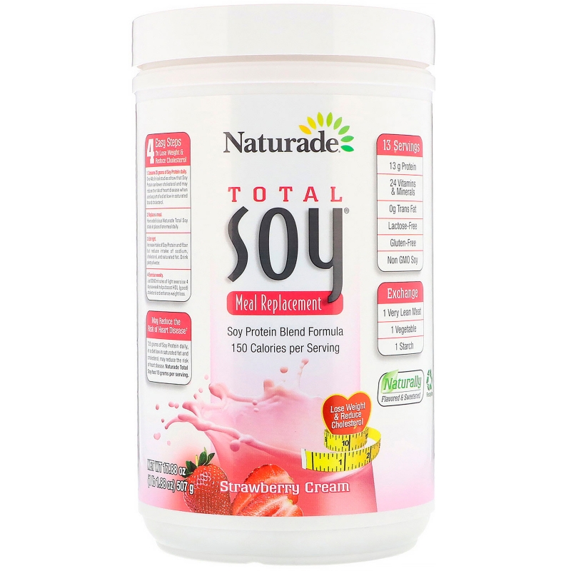 Naturade, Абсолютная соя (Total Soy) 100% натуральный заменитель пищи, клубника со сливками, 17,88 унции (507 г)
