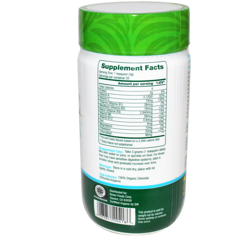 Green Foods Corporation, Органический порошок хлореллы, 2,1 унции (60 г)