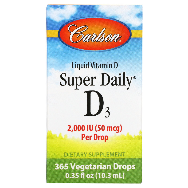 Carlson Labs, Super Daily D3, витамин D3, 2,000 МЕ, 0,37 жидкой унции (10,98 мл)