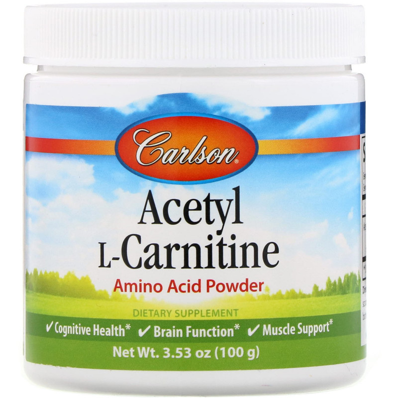 Carlson Labs, Ацетилкарнитин, аминокислотный порошок, 3,53 унц. (100 г)