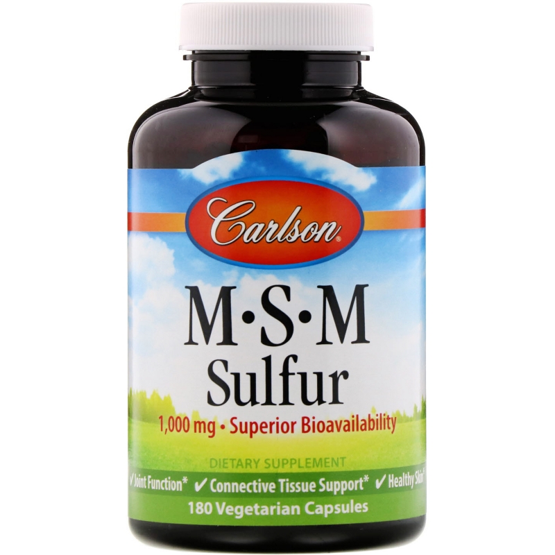 Carlson Labs, MSM Sulfur, 1 000 мг, 180 вегетарианских капсул
