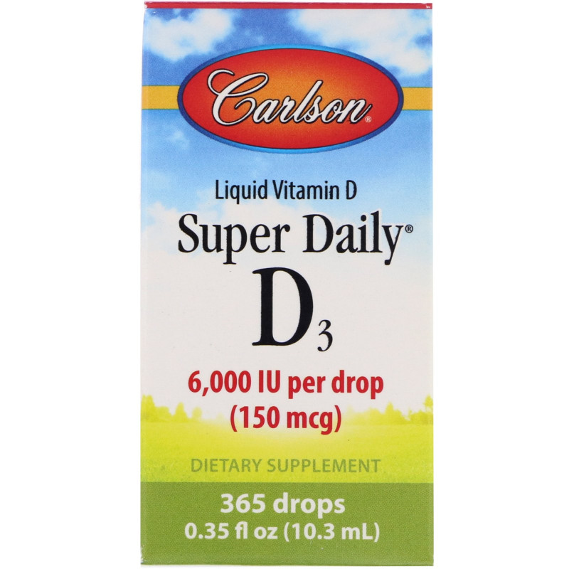 Carlson Labs, Супер ежедневный D3, 6 000 МЕ, 0,35 ж. унц.(10,3 мл)