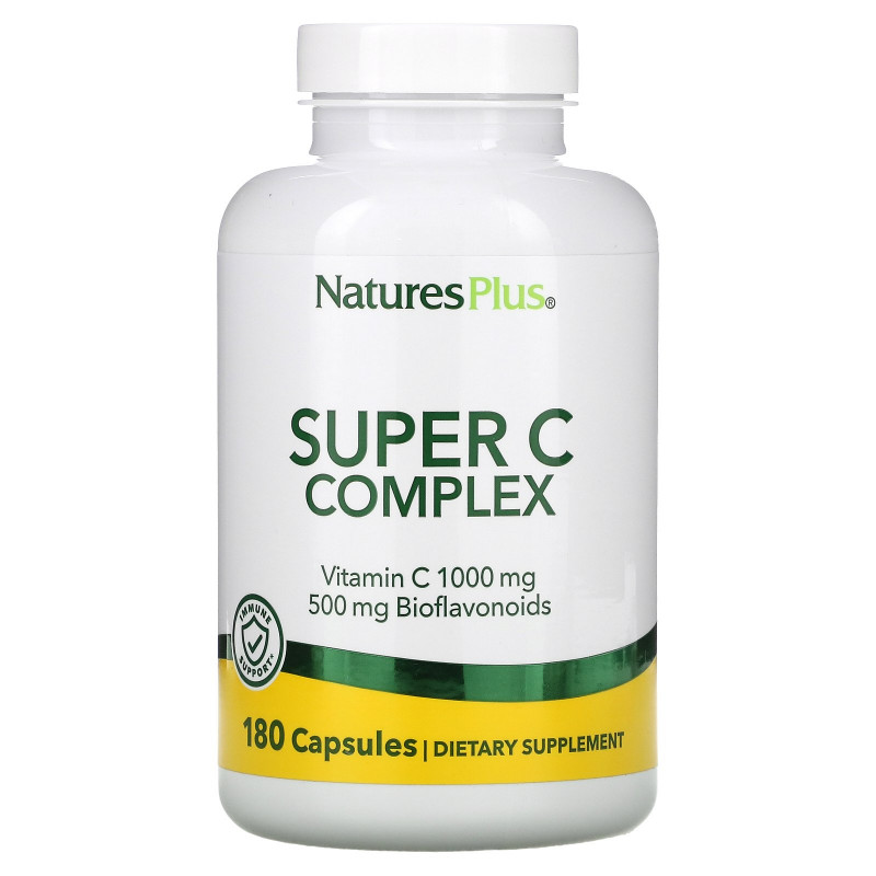 Nature's Plus, Супер комлекс витаминов С, 180 растительных капсул