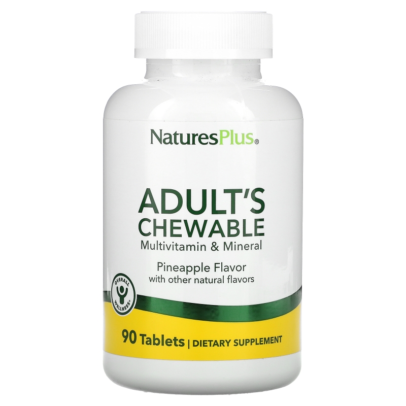 Nature's Plus, Жевательные мульти-витамины и минералы для взрослых с натуральным ананасовым вкусром, 90 таблеток