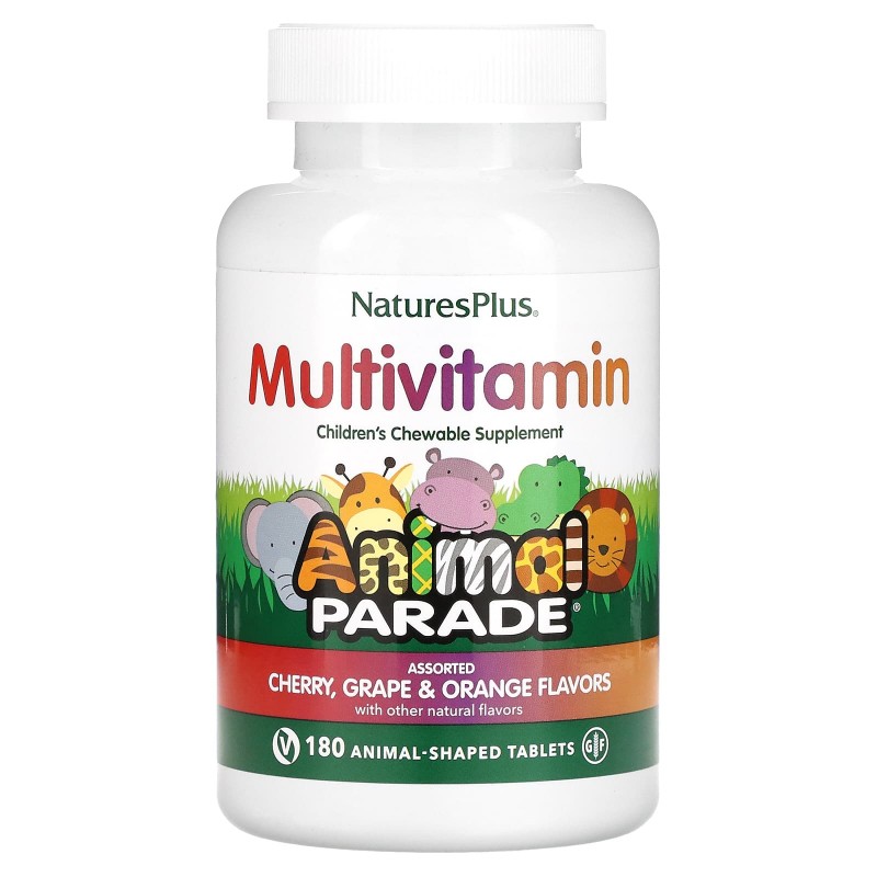 Nature's Plus, Animal Parade, Children's Chewable Multi-Vitamin and Mineral, Assorted Flavors, 180 Animal-Shaped Tablets