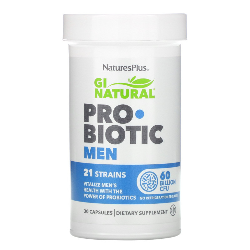 Nature's Plus, GI Natural Probiotic Men, 60 Billion CFU, 30 Capsules