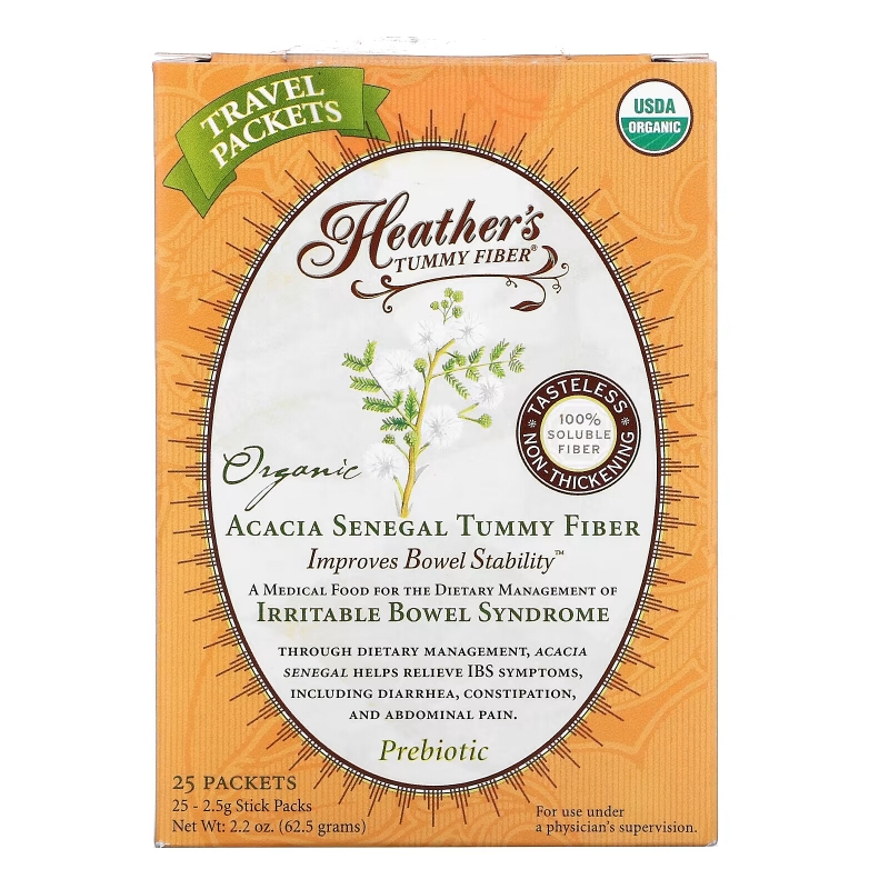 Heather's Tummy Care Волокна для улучшения пищеварения Органические волокна акации сенегальской 1 чайный пакет
