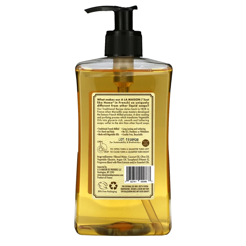 A La Maison de Provence Hand & Body Liquid Soap Honeysuckle 16.9 fl oz (500 ml)
