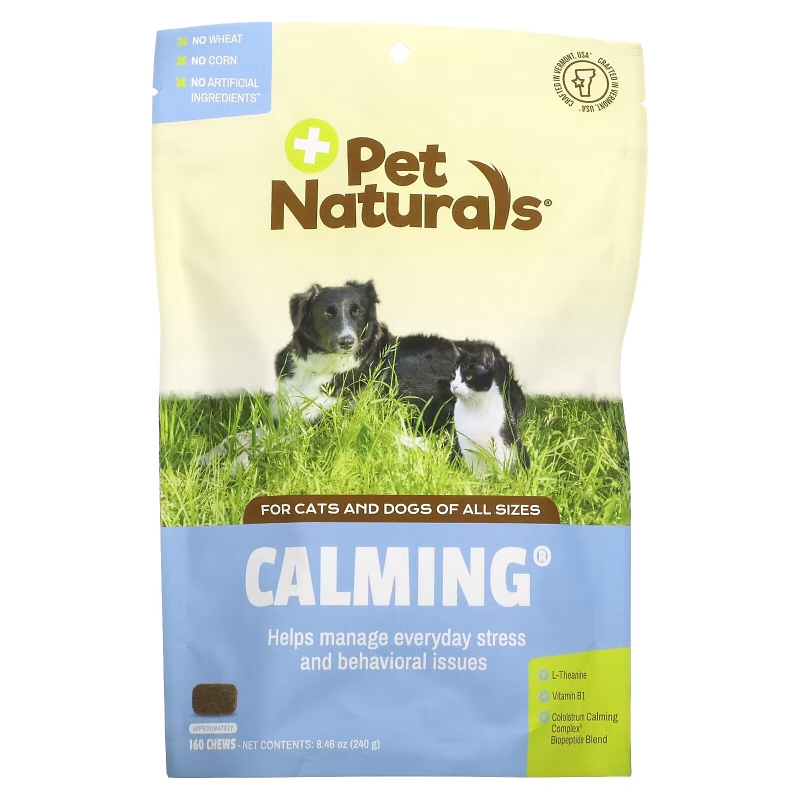 Pet Naturals, Calming, For Dogs and Cats, All Size, 160 Chews, 8.46 oz (240 g)