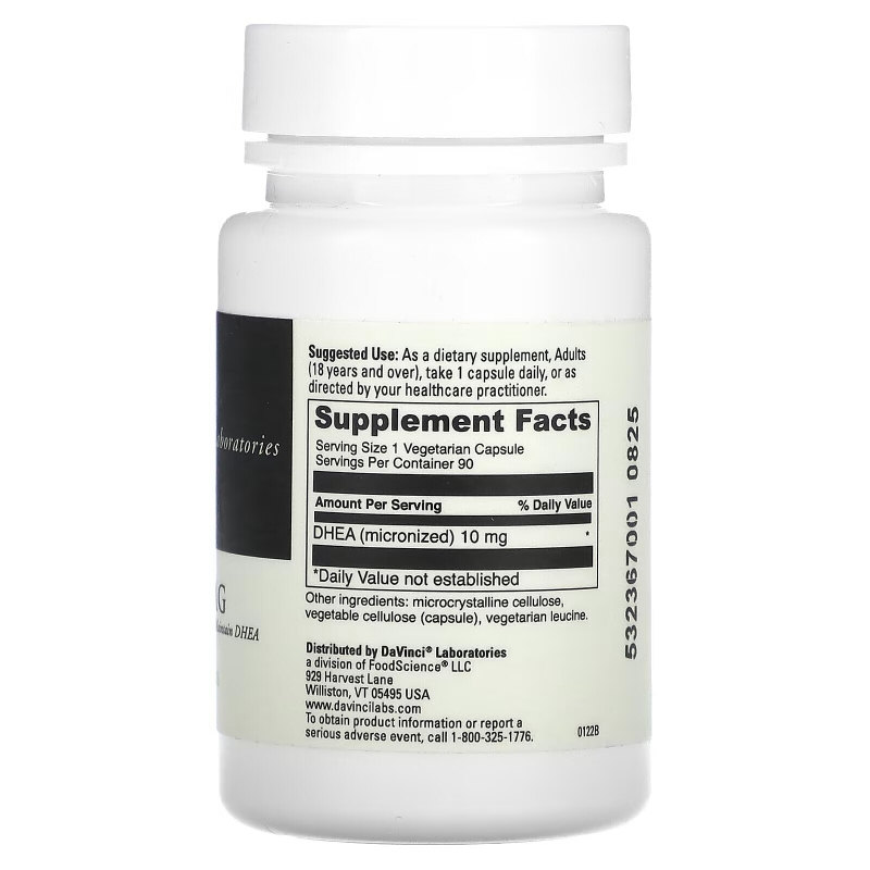 DaVinci Laboratories of Vermont, Micronized DHEA, 10 mg, 90 Capsules
