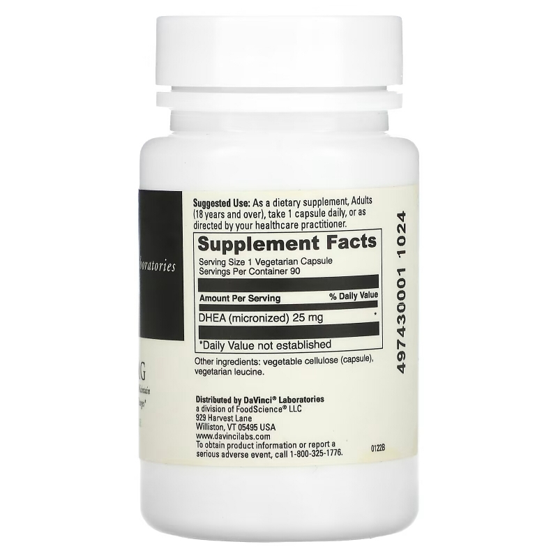 DaVinci Laboratories of Vermont, Micronized DHEA, 25 mg , 90 Capsules