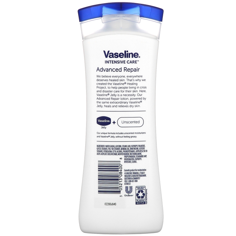 Vaseline, Intensive Care (Интенсивный уход), усовершенствованный восстанавливающий лосьон без жира, не содержит aроматизаторов, 10 унций (295 мл)