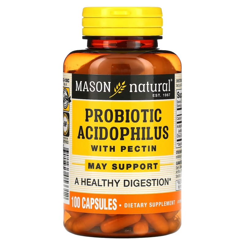 Mason Natural, Пробиотик ацидофилус с пектином, 100 капсул