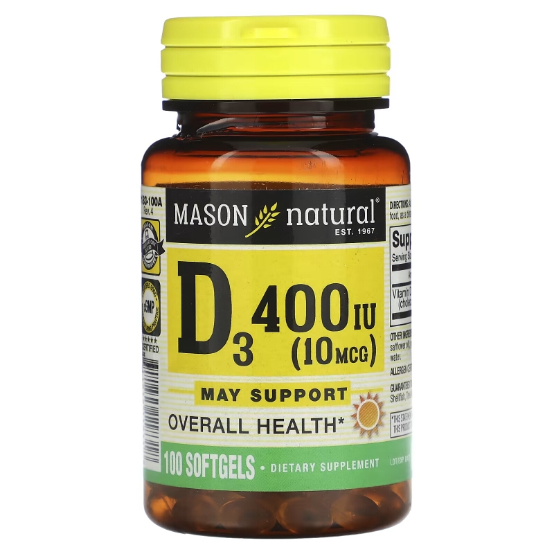 Mason Natural, D400 МЕ, 100 мягких таблеток