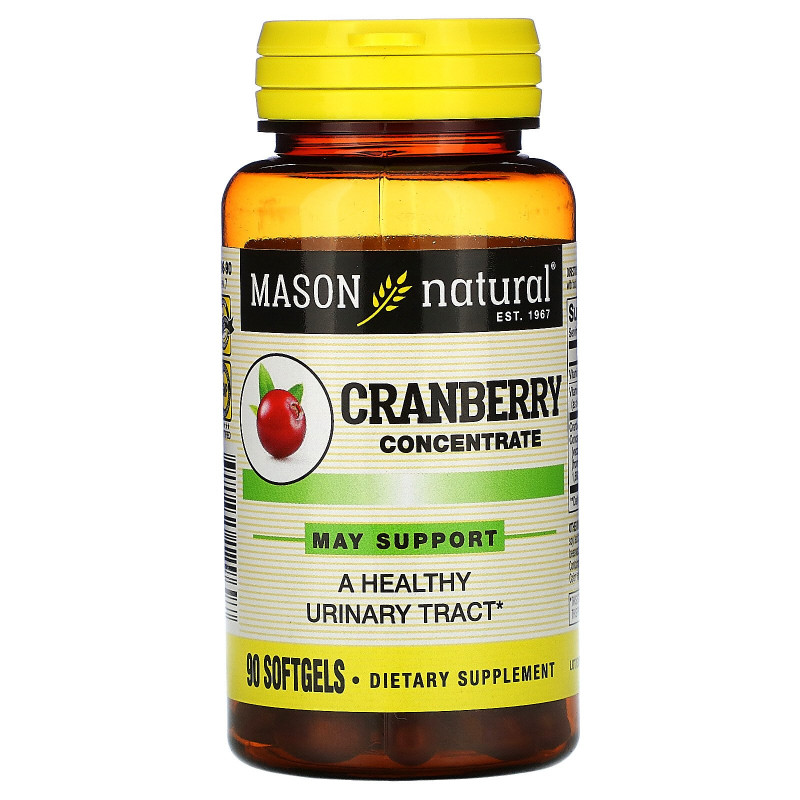 Mason Natural, Клюква для здоровья мочевыводящих путей, 90 мягких таблеток