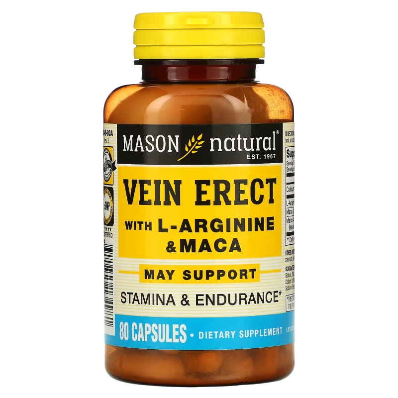 Mason Natural Vein Erect with L-Arginine and Maca 80 Capsules