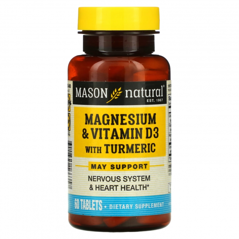 Mason Natural Магний & Витамин D3 с куркумой 60 таблеток