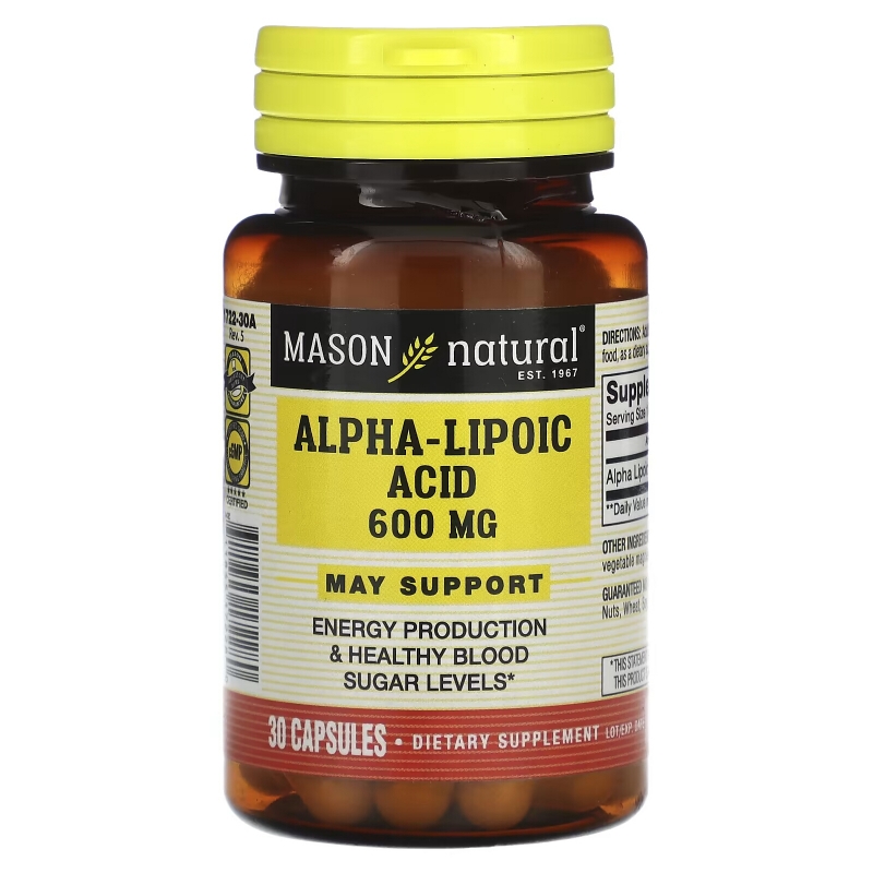 Mason Natural, Альфа-липоевая кислота, 600 мг, 30 капсул