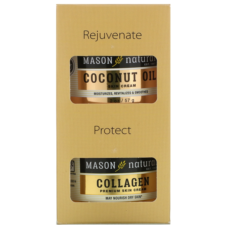 Mason Natural, Coconut Oil Beauty Cream + Collagen Beauty Cream, 2 pack, 2 oz (57 g) Each