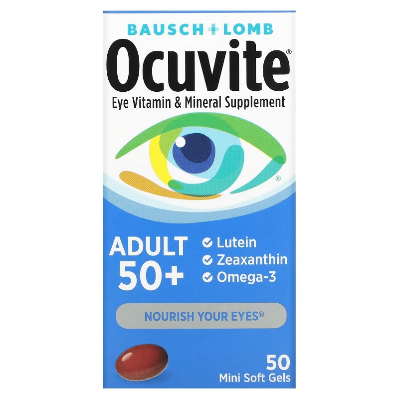 Bausch & Lomb Ocuvite, Adult 50 +, Eye Vitamin & Mineral Supplement, 50 Soft Gels