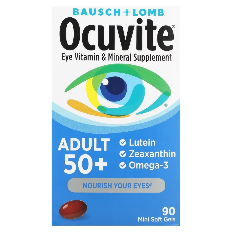 Bausch & Lomb Ocuvite, Eye Vitamin & Mineral Supplement, Adult 50+, 90 Soft Gels